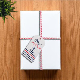 Étiquettes-cadeau Ahoy C'est un garçon ! Baby shower nautique