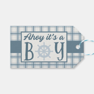 Étiquettes-cadeau Ahoy C'est un garçon Baby shower nautique