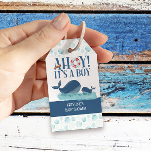 Étiquettes-cadeau Ahoy C'est un garçon de belles baleines Personnal