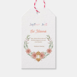 Étiquettes-cadeau Aïd Moubarak |Ramadan Moubarak Fleurs Nom de couro