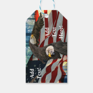 Étiquettes-cadeau Aigle américain chauve Drapeau américain