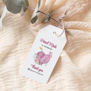 Étiquettes-cadeau Aiguilles de Tricot de coeur en fils mignons