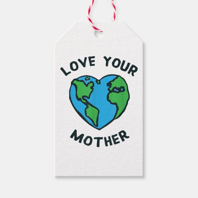 Étiquettes-cadeau Aimez Votre Mère Terre Cœur (Devant)