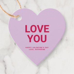 Étiquettes Cadeau Aimez-vous coeur violet mignon Saint Valentin cout