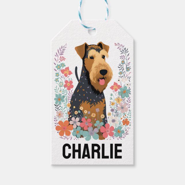 Étiquettes-cadeau Airedale Terrier Chien Personnalisé Nom Cute Perso (Devant)
