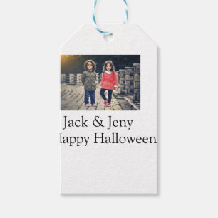 Étiquettes-cadeau ajouter nom photo texte Halloween enfant fille gar