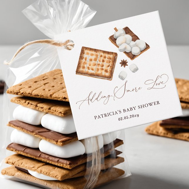 Étiquettes Cadeau Ajouter S'more Love Baby shower neutre genre (Adding S'more Love Gender Neutral Baby Shower Favor Tags)