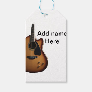 Étiquettes-cadeau Ajouter votre nom texte brun acoustique guitare éd