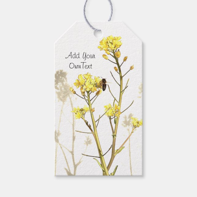 Étiquettes-cadeau Ajouter Votre Propre Texte Fleurs Jaunes (Devant)
