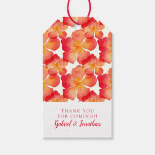 Étiquettes-cadeau Ajoutez votre motif floral d'oléandre   orange