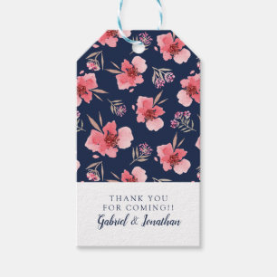 Étiquettes-cadeau Ajoutez votre motif rose   foncé nommé d'aquarel