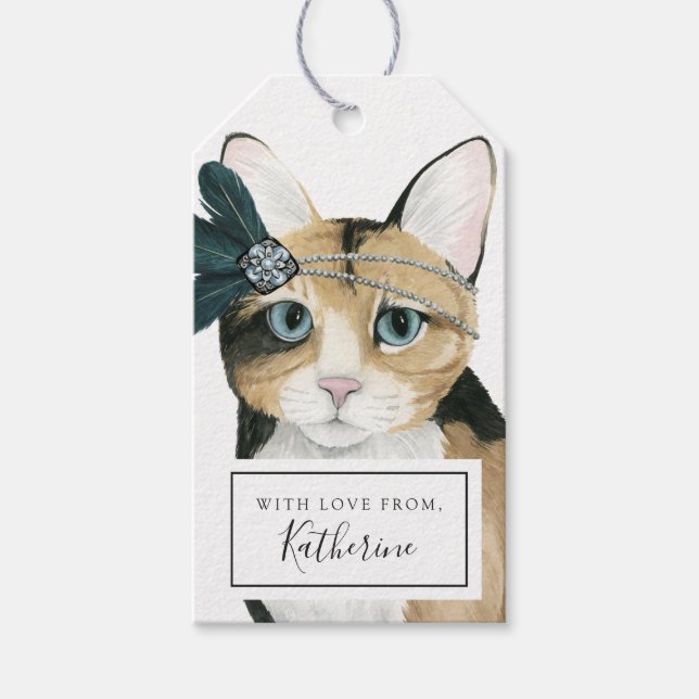Étiquettes-cadeau Ajoutez votre nom | Downton Cat (Devant)