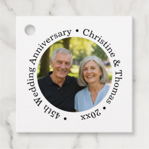 Étiquettes Cadeau Ajoutez votre propre photo de couple 45e anniversa