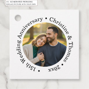 Étiquettes Cadeau Ajoutez votre propre photo de couple pour le 15e a