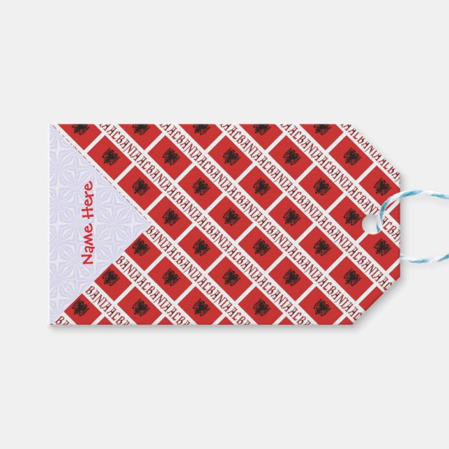 Étiquettes-cadeau Albanie Drapeau albanais Carrelé Rouge Personnalis (Devant (Horizontal))