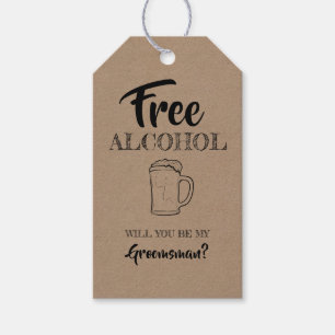 Étiquettes-cadeau Alcool gratuit Amusant Groomsman Proposition