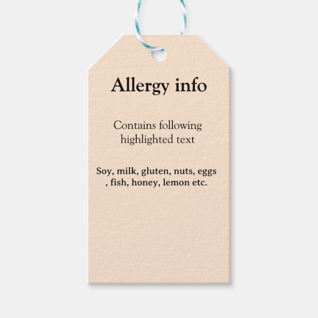 Étiquettes-cadeau Alerte d'allergie alimentaire ajouter le nom des a (Devant)