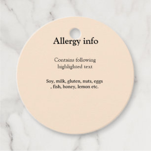 Étiquettes Cadeau Alerte d'allergie alimentaire ajouter le nom du te