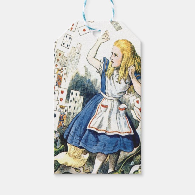 Étiquettes-cadeau Alice au pays des merveilles et les cartes à jouer (Devant)