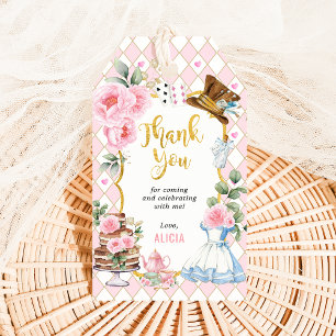 Étiquettes-cadeau Alice au pays des merveilles Fleur rose fête de th