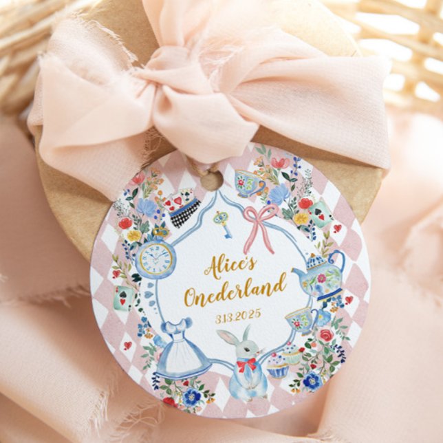 Étiquettes Cadeau Alice dans l'Onederland Anniversaire lunaire (Créateur téléchargé)