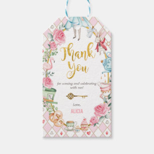 Étiquettes-cadeau Alice dans l'Onederland Mad Tea Party Fille Annive