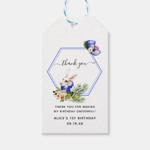 Étiquettes-cadeau Alice dans ONEderland fête d'anniversaire MERCI