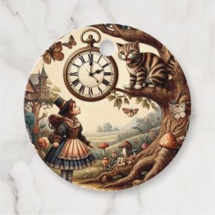 Étiquettes Cadeau Alice et Chat du Cheshire : Fantaisie Merveilleuse