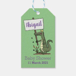 Étiquettes-cadeau Aligator de crocodile drôle avec dessin animé