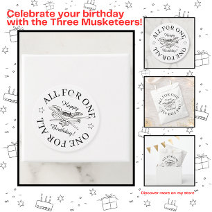 Étiquettes Cadeau All for One for All Musketeer Joyeux anniversaire