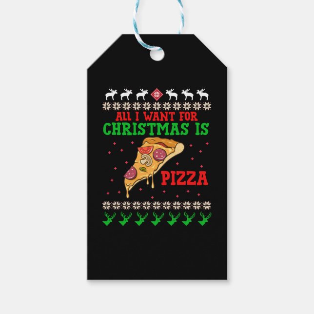Étiquettes-cadeau All I Want For Christmas Pizza (Devant)