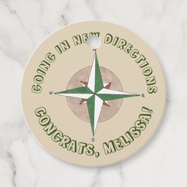 Étiquettes Cadeau Aller dans de nouvelles directions Camping Compass (Devant)