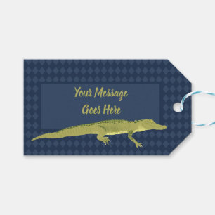 Étiquettes-cadeau Alligator bleu et vert de la marine