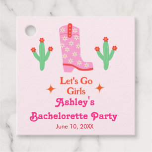 Étiquettes Cadeau Allons-y Filles Pink Cowgirl Bachelorette Party