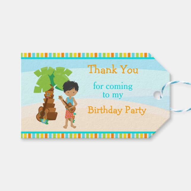 Étiquettes-cadeau Aloha African American Boy (Devant (Horizontal))