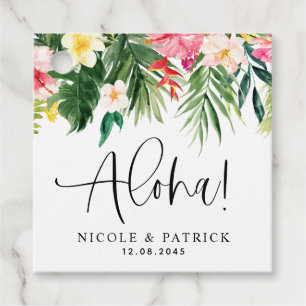 Étiquettes Cadeau Aloha Fleurs tropicales et Mariage de verdure