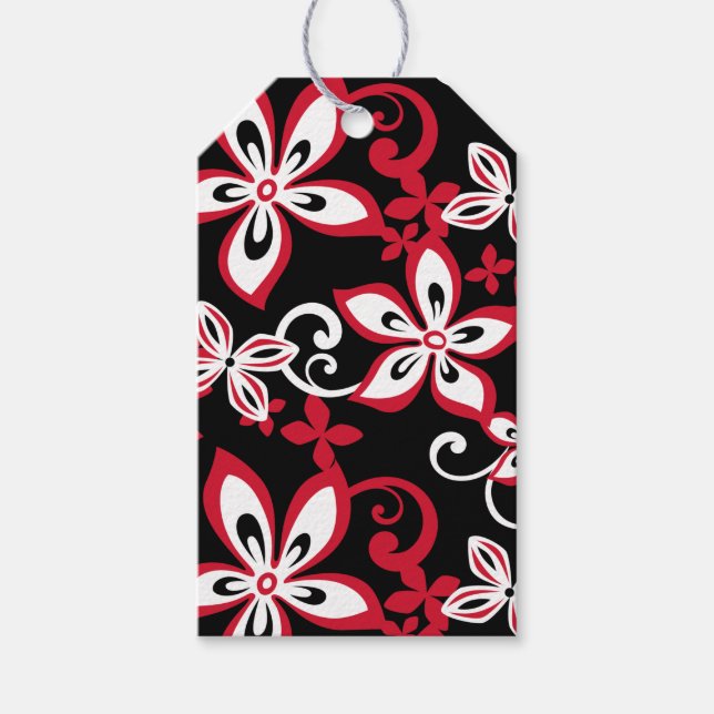 ÉTIQUETTES-CADEAU ALOHA HAWAII (NOIR/ROUGE) (Devant)