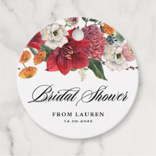 Étiquettes Cadeau Amaryllis et Chrysanthèmes Fête des mariées floral