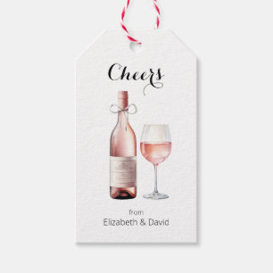 Étiquettes-cadeau Amateur de Vin Rosé, À Votre Santé 