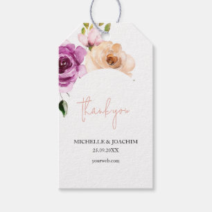 Étiquettes-cadeau Ambiance romantique violet pastel Boho Floral Aqua