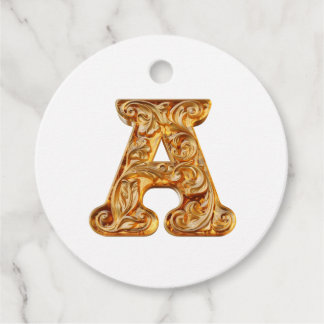 Étiquettes Cadeau Ambre Monogramme A Ornement - Conception personnal