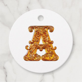 Étiquettes Cadeau Ambre Monogramme A Ornement - Conception personnal