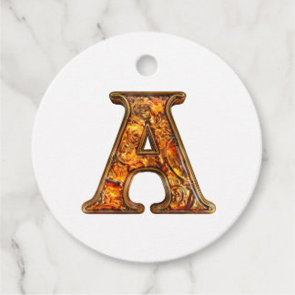 Étiquettes Cadeau Ambre Monogramme A Ornement - Conception personnal