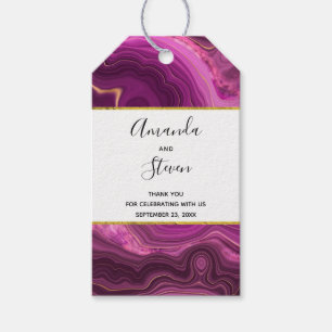 Étiquettes-cadeau Améthyste Violet Et Mariage D'Agate Abstrait Or