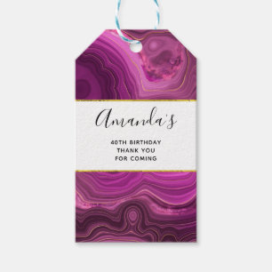 Étiquettes-cadeau Améthyste Violet Et Or Agate Abstrait Anniversaire