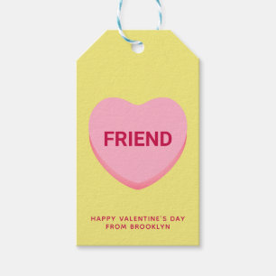 Étiquettes-cadeau Ami conversation jaune rose coeur Valentine