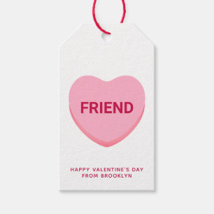 Étiquettes-cadeau Ami conversation rose blanc coeur Valentine's
