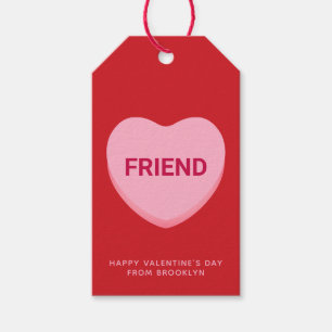Étiquettes-cadeau Ami conversation rouge rose coeur Saint Valentin