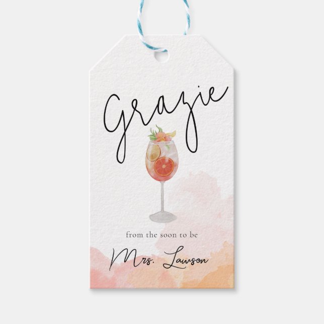 Étiquettes-cadeau Amore Spritz Fête des mariées Favor (Devant)