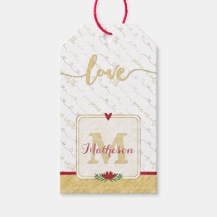 Étiquettes-cadeau AMOUR Aquarelle Monogramme Plié Photo Cadeau Tags